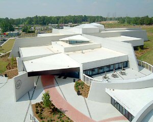 arial view of the archives building